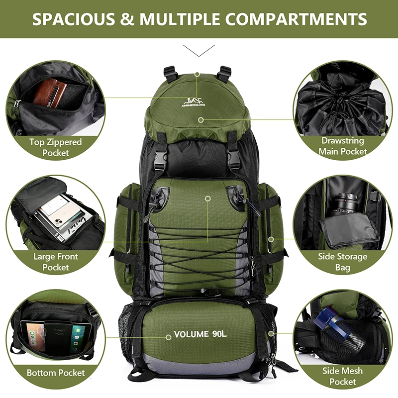 90L Tactical Camping Backpacks Military Bag For Men Women