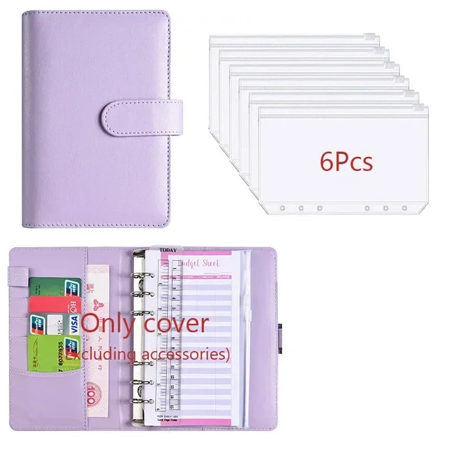 Deluxe PU Leather Budget Planner with Cash Envelope Organizer and Zippered Pockets