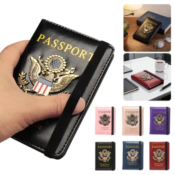 Porta passaporto RFID per viaggi, custodia impermeabile per passaporto con badge in metallo 3D, portafoglio portatile per carte bancarie
