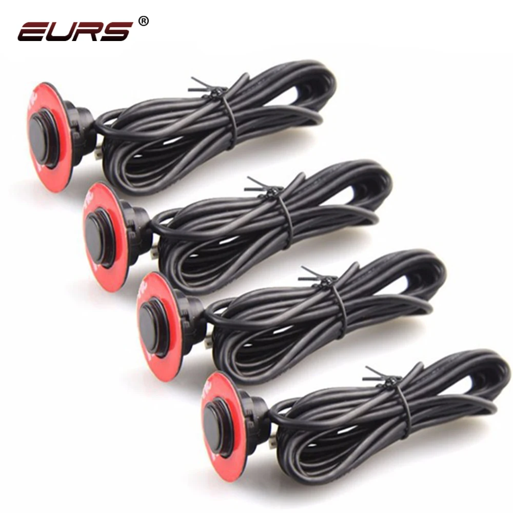 EURS Parktronic 4 sensors Car Backup Radar Parking Sensor Buzzer Detector Assistance Flat Probe System 12V Kit Universal Car Back Led Parking Sensor Kit Car Led Parking Sensor Parking Sensor Kit Parking Sensor