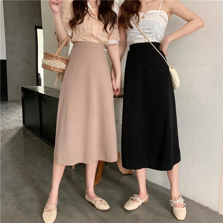 black pencil skirt Women A-Line Long Skirt Summer New Fashion High Waist Slim Temperament Skirts Design Sense Hepburn Style Skirt Women's Clothing mini skirt