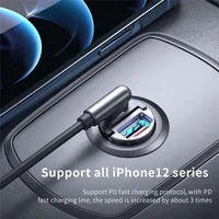 Chargeur de voiture mini 100W/200W QC3.0 PD 12-24V, charge rapide, chargeur USB Type C pour voiture, compatible Xiaomi, Samsung, Huawei, iPhone 2