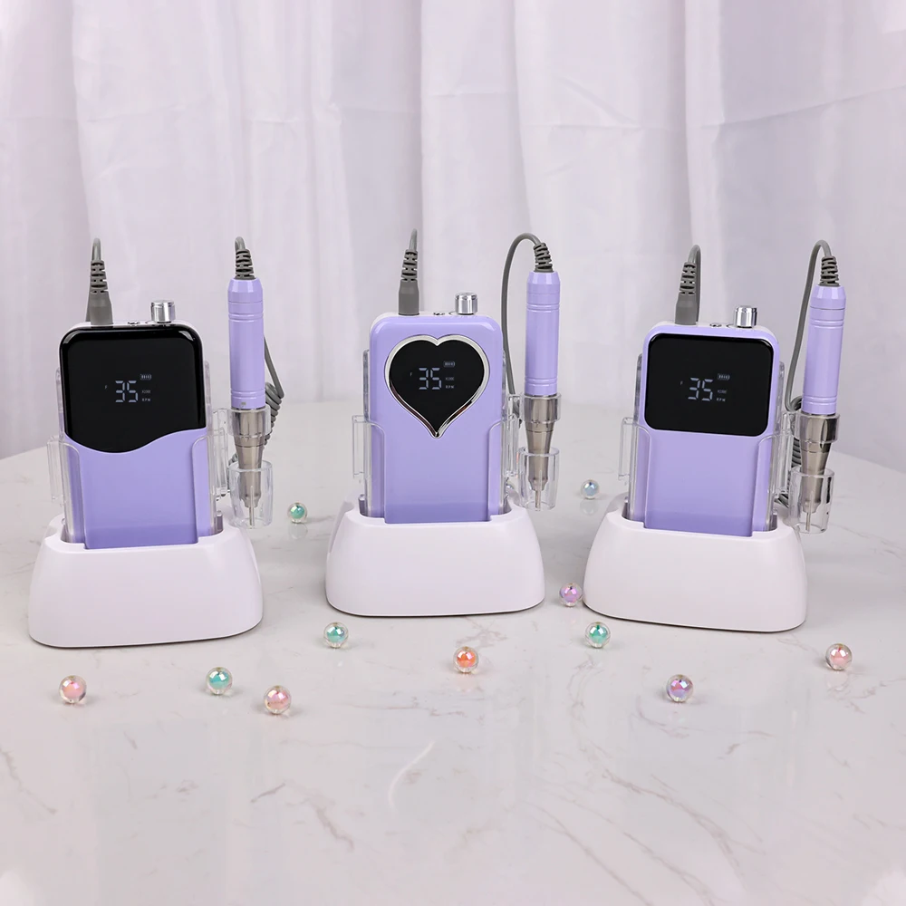 35K Violets Desktop Cordless Base Electric Nail Drill Machine 35000rpm Manicure Pedicure Rechargeable Battery Wireless Coreless 3
