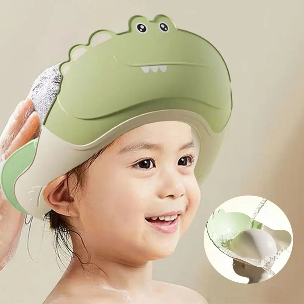 Cute Animal Shape Baby Shower Cap Soft Eye Ear Protection Baby Shampoo Cap Waterproof Adjustable Children's Bath Cap