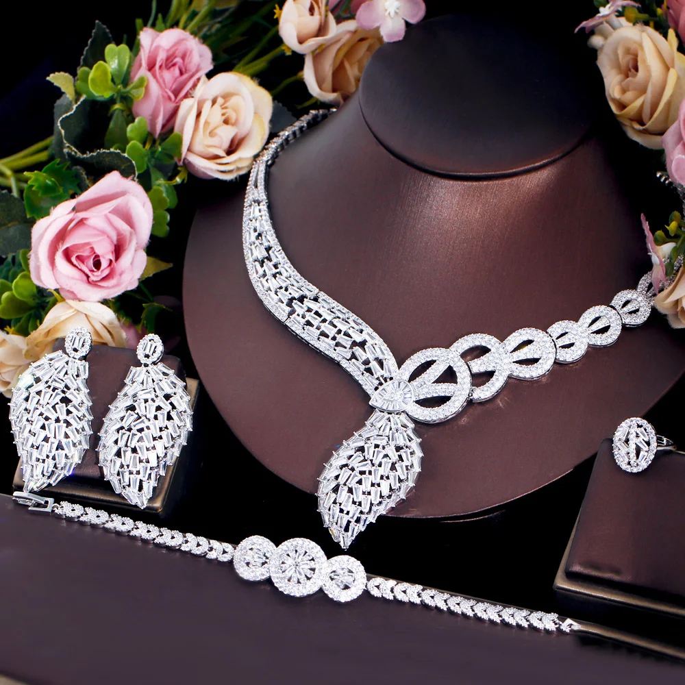 Plated Pink Diamond Necklace Jewellery Set for Women fast shipping 