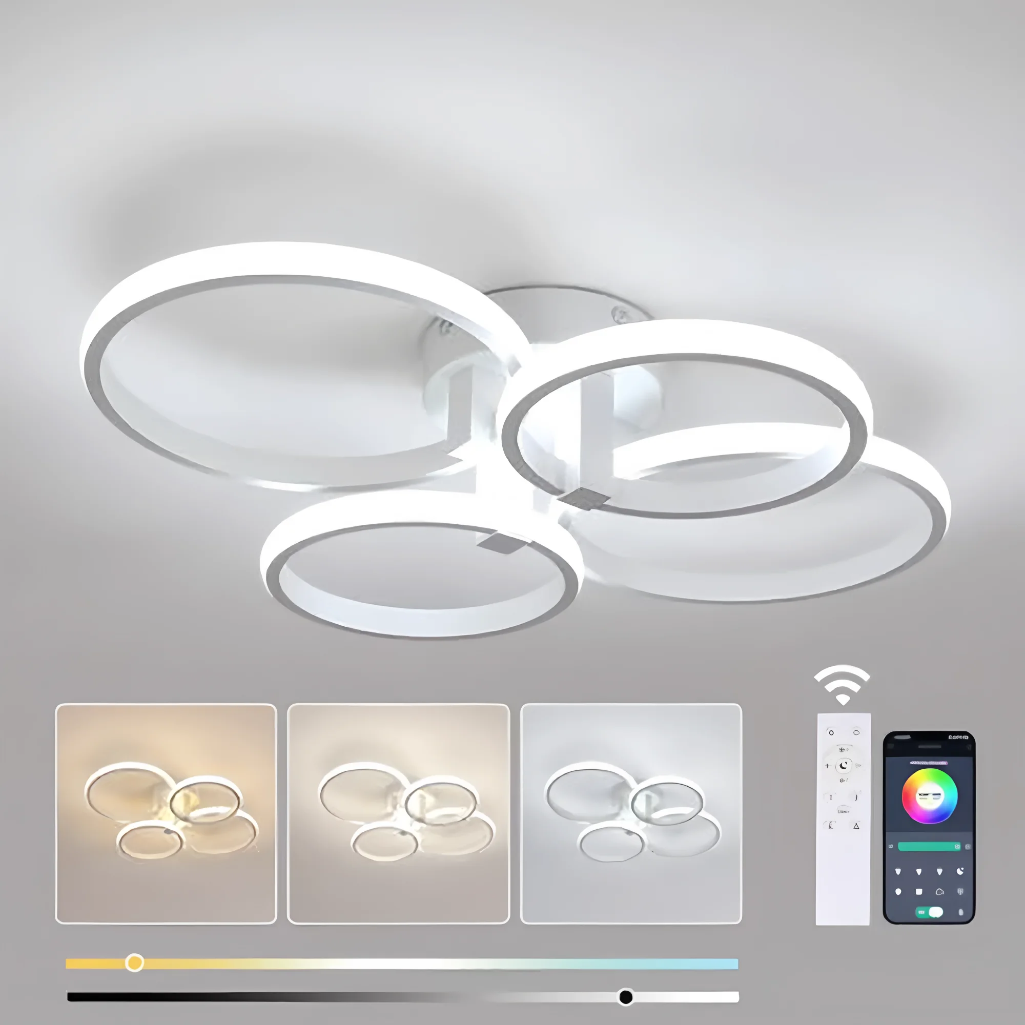 Dimmable Ceiling Lamp,Modern Round Ceiling LED Ceiling Light with Remote Control for Living Room,White 3000K-6500K