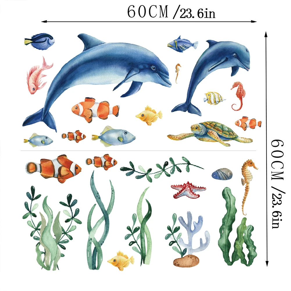 blue Sea Fish Bubble Underwater world Underwater animal Wall Sticker For Kids Rooms Bathroom Home Decoration murals
