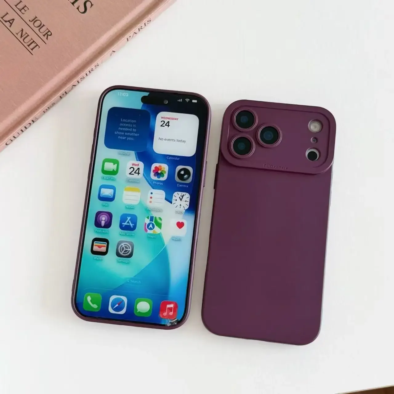 Cherry Purple Liquid Silicone Phone Case - Soft Full-Coverage Protective Back Cover with Enhanced Camera Protection