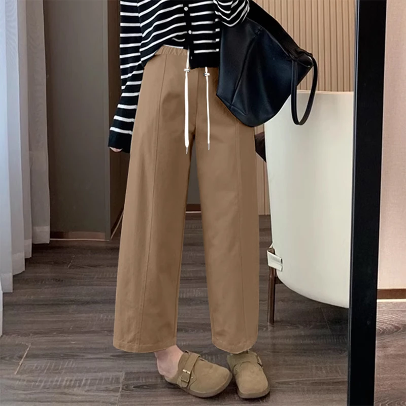 2025 Spring Pregnant Woman Harem Trousers Loose Casual Maternity Midi Pants Short Lady Wide Legs Pants 5