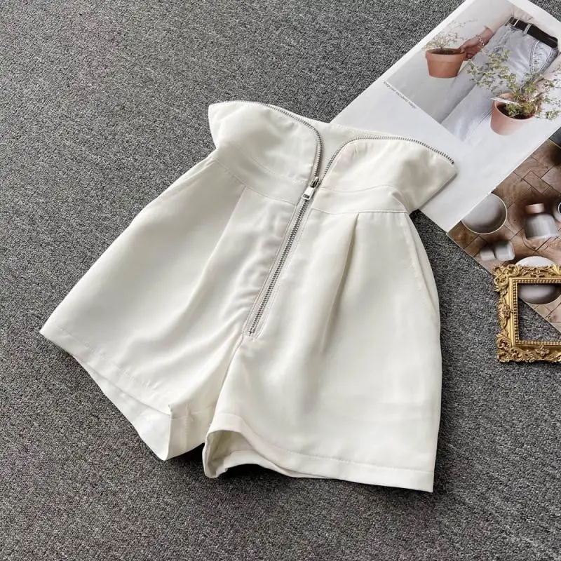 birddog shorts Zipper High Waist Shorts Women Spring Summer Black White Fashion A-word Wide Leg Short Pants Elegant Sexy Designer Hot Shorts bermuda shorts