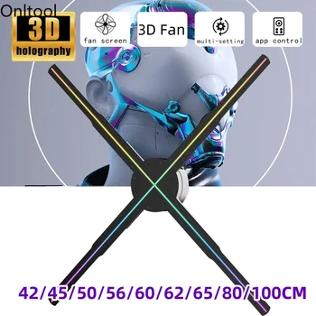 3D ologramma proiettore Fan Wifi Display pubblicità Logo luce Led segno lampada olografica lampada proiettori tridimensionali