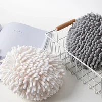 Chenille Hand Towels Kitchen Bathroom Hand Towel Ball with Hanging Loops Quick Dry Soft Absorbent Microfiber Towels 5