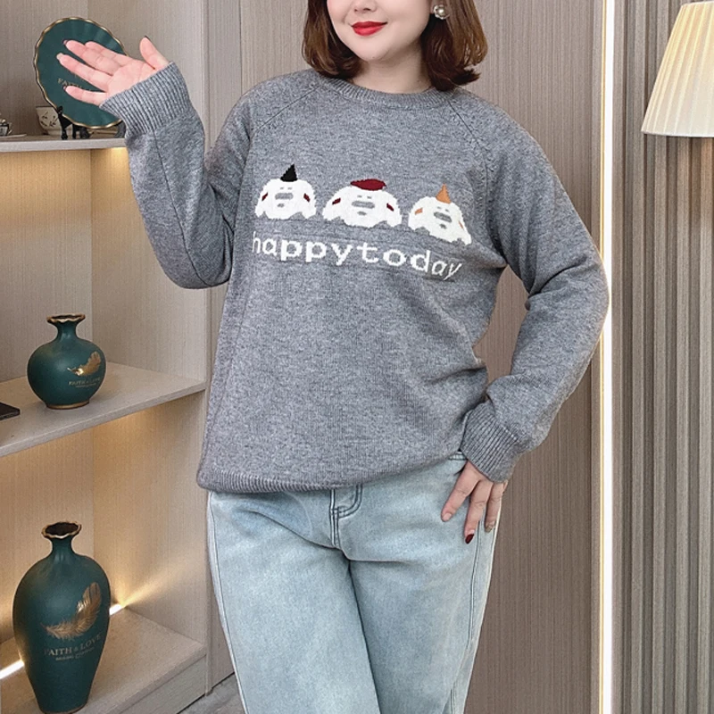 3XL 4XL PLUS SIZE WEomen's  Sweater Autumn Winter Soft Jacquard Loose Warm Pullover O-Neck Jumpers 8326