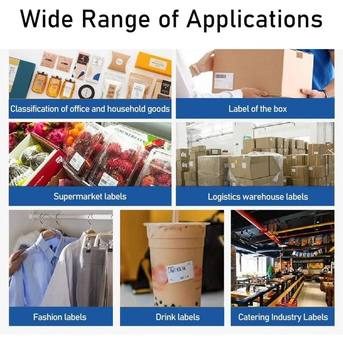 White Labels Self-Adhesive Thermal Printer Stickers Compatible with B1/B21/B3ST02 Mini Sticker Printer for Journal Study Notes