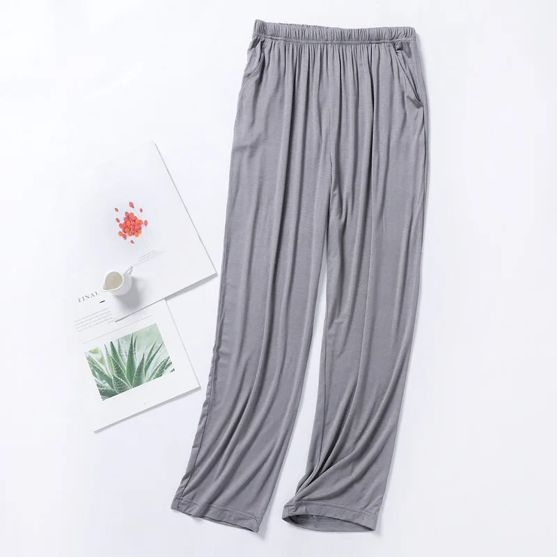 Sleeping Pants Thin Men Pajamas Loungewear Trouser Lounge Pants Big Size Solid Elastic Waist Loose Bottoms Lounge Wear New