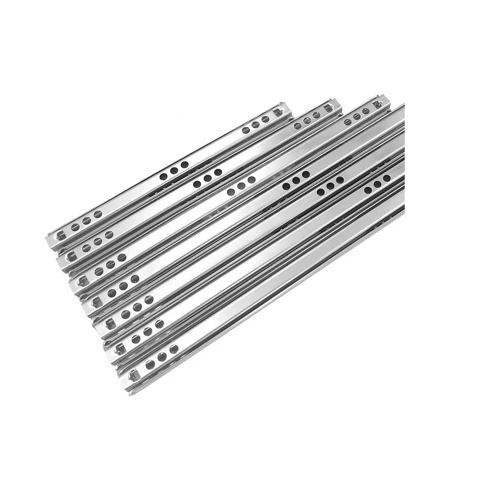 1Pair Micro Drawer slide Ball Guide Two Sections 17mm Wide Steel Fold Drawer Steel Ball Slide Rail Furniture Hardware Fittings