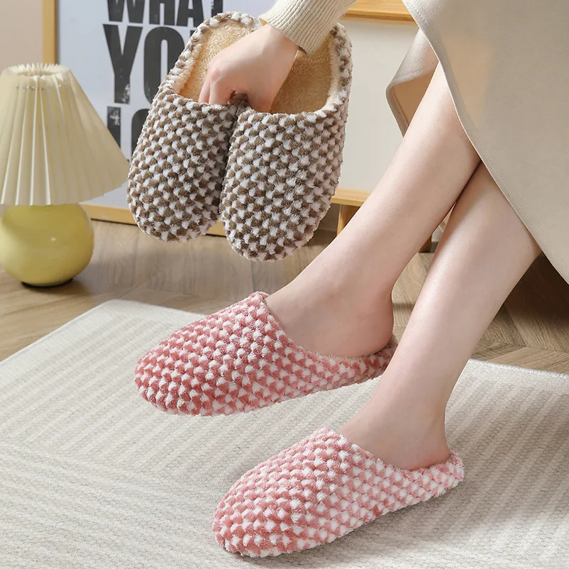 

Bedroom Silent Slippers Men Concise Indoor Soft Bottom Non-slip Comfortable Home Shoes Women Fur Slipper Zapatillas De Casa