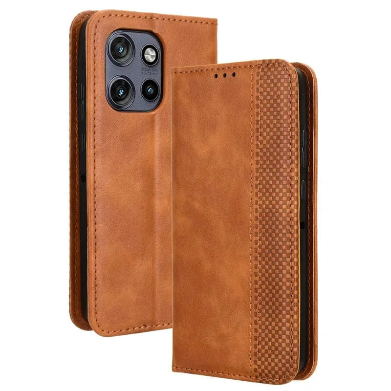 Vintage-Style Leather Wallet Flip Cover - Magnetic Closure, Retro Design