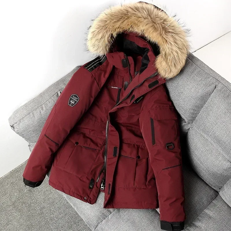 Winter Down Jacket Men 90% White Duck Down Parkas Coat Mid-length Fur Collar Male -30 Degree Keep Warm Thicken Snow Overcoats down jacket,mens jacket