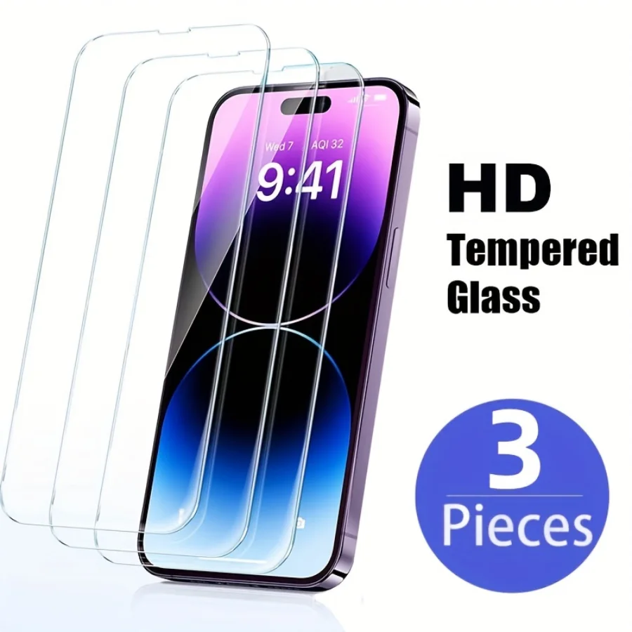 

Закаленное стекло для IPhone 11 12 15 13 14 Pro Max, защитная пленка для экрана IPhone X, XR, XS Max, 7, 8Plus, 3 шт.