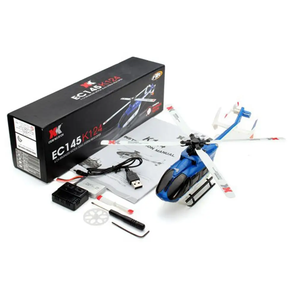 Wltoys XK K124 RC Drone Helicopter BNF Transmitter 6CH Brushless Motor 3D Helicopter System Compatible with FUTABA S-FHSS biggest rc helicopter you can buy