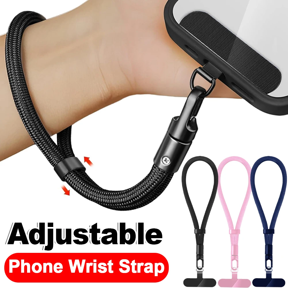 Adjustable Cellphone Hanging Cord with Tether Tabs - Short Wrist Strap Lanyard