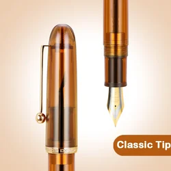 Elegant Transparent White Acrylic Fountain Pen - Premium Stationery for Office and School Use (Transparent Coffee)