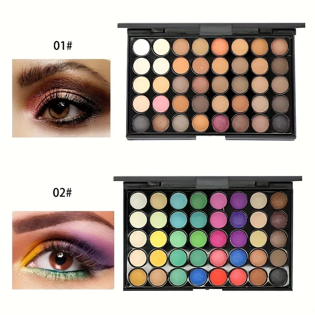40 Color Matte and Glitter Eyeshadow Palette with Brushes – High Pigmentation Eye Makeup