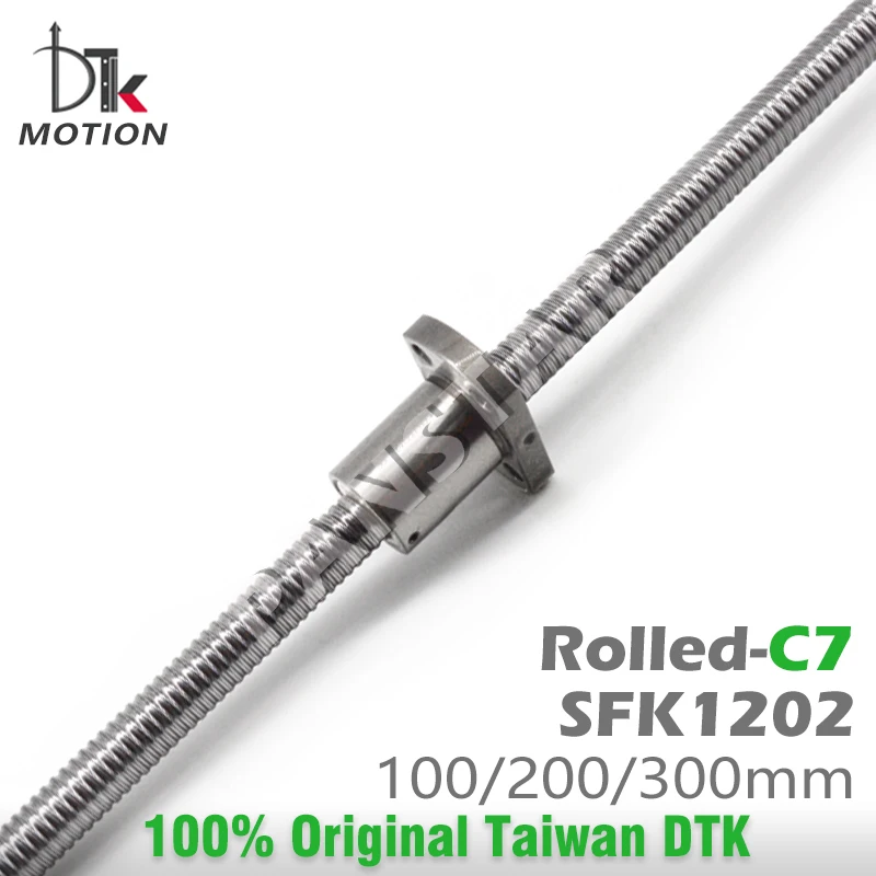 

DTK SFK1202 Rolled C7 100 200 300mm High Precision R12 Lead 2mm Mini Ballnut Miniature Inner Circulation Ballscrew 3D Printer