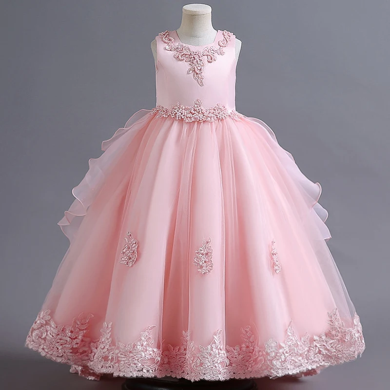 Flower girl wedding party Beaded tuxedo girl formal Eucharist party indoor dance birthday tuxedo high end dress flower girl dresses,floral appliqu&eacute; dress,girls dresses