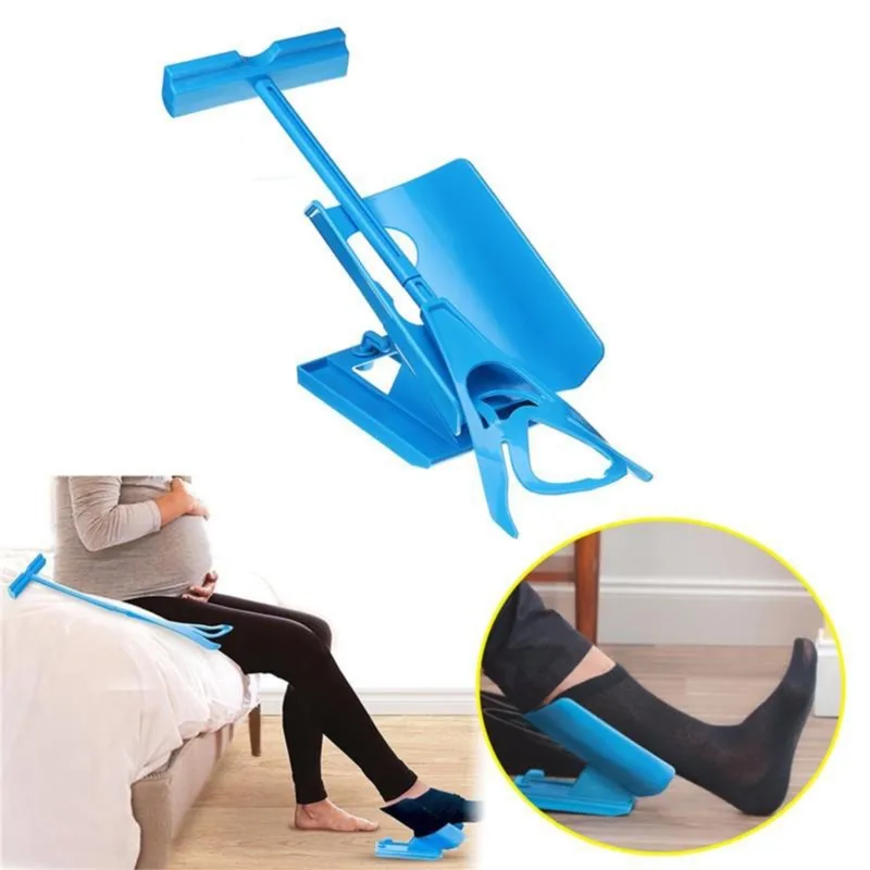 Flexible Sock Aid Kit Slider Easy On Off for Putting On Socks Stockings Sock Aide Device Blue Helper Kit Helps Put Socks Off sock aid kit