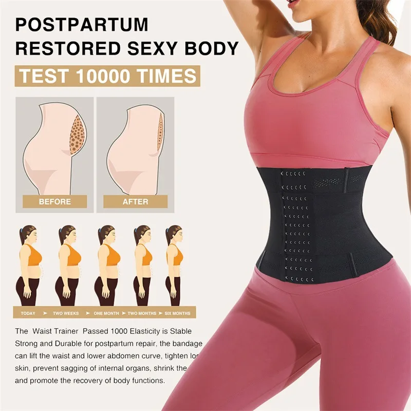 Wrap Waist Trainer Double Belt Faja Body Shaper Corset Shapewear Slimming  Sheath Woman Flat Tightens Belly Postpartum Sheath