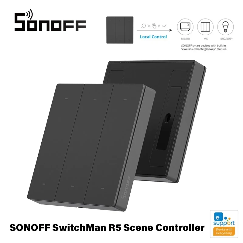 

Контроллер SONOFF SwitchMan R5 Scene, 6-кнопочный беспроводной пульт дистанционного управления для умного дома MINIR3 Smart Switch M5 eWeLink-пульт дистанционного управления
