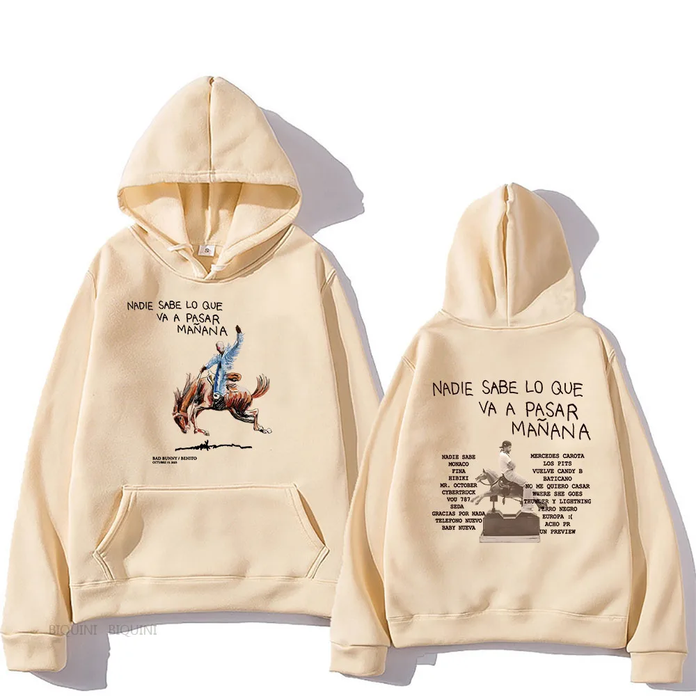 

Bad Bunny RIP Hoodies Album Nadie Sabe Lo Que Va Pasar Manana Sweatshirts Men/Women Hip Hop Clothing Autumn Winter Fleece Hoody