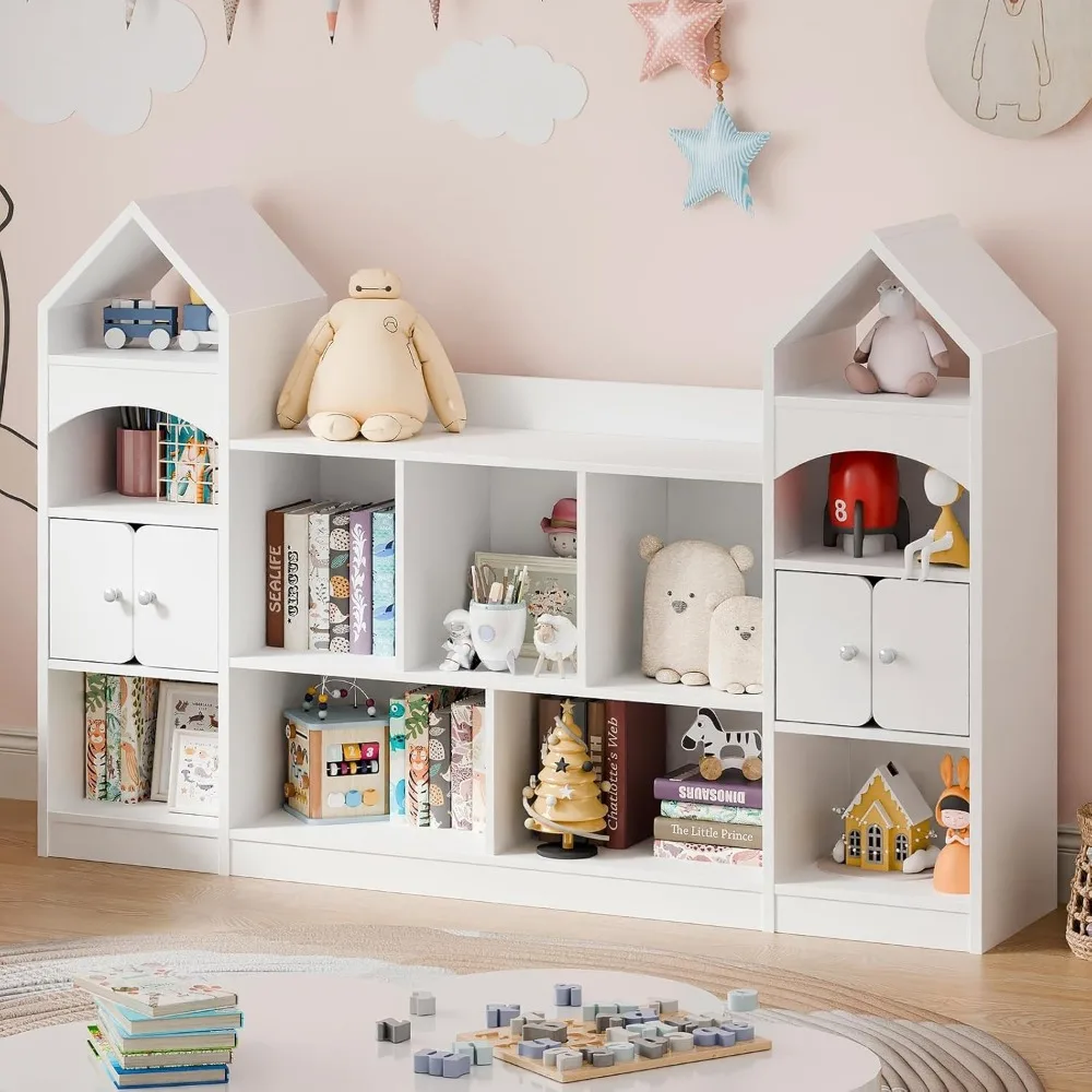 Castle Shape Children's Bookshelf, Kids Bookcase Display Case Kids Toy Storage Organizer Multifunctional Storage Cabinet 3