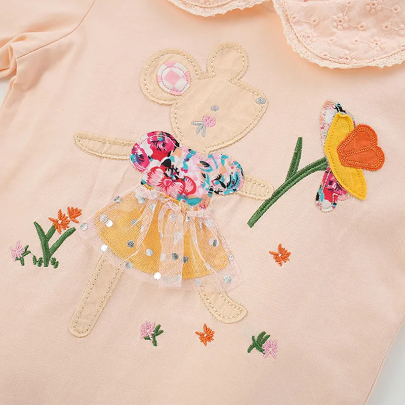 Malwee Girls Long Sve T-irt Cute Casual Collar Children's Wear Winter Season Cotton Fabric round Ne No Model Photoaphed