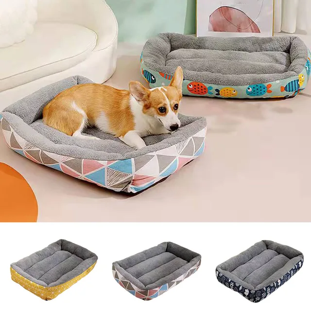 Tapis de lit en peluche souple pour chien et chat accessoire de couchage carr imperm able