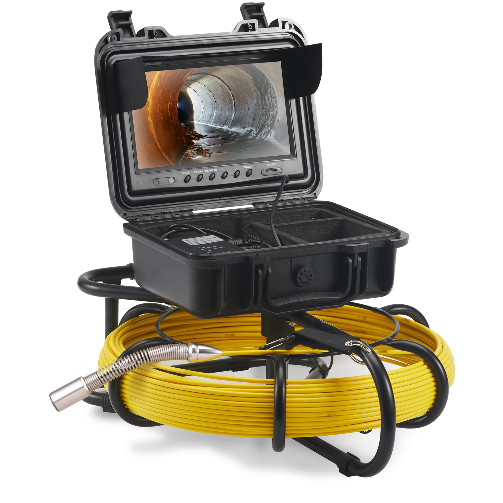 SucceBuy Sewer Camera 9" Screen Pipeline Inspection Camera w/ DVR Function Waterproof Camera 12 Adjustable LED and 16 GB SD Card