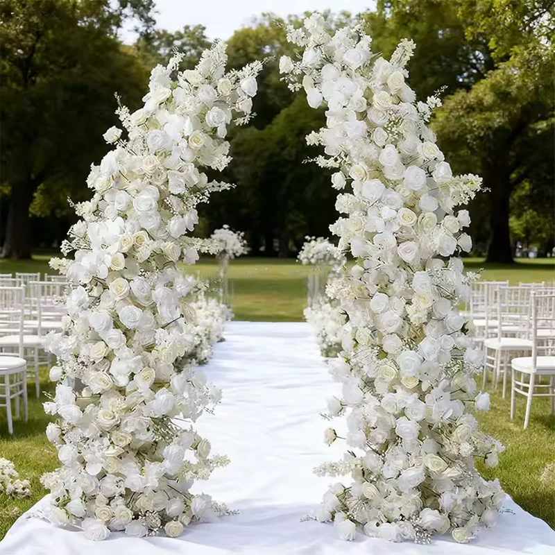 5D Neues Couture-Set 210/230CM Ochsenhorn Blumen-Hochzeitshintergrund-Dekoration Romantische Phalaenopsis Rose Baby Breathe Blumenarrangement