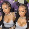 Full Lace Synthetic Afro Cornrow Braided Wigs Knotless Box Braids Wig For Black Women 36 Inches Goddess Handmade Braiding Wig 2