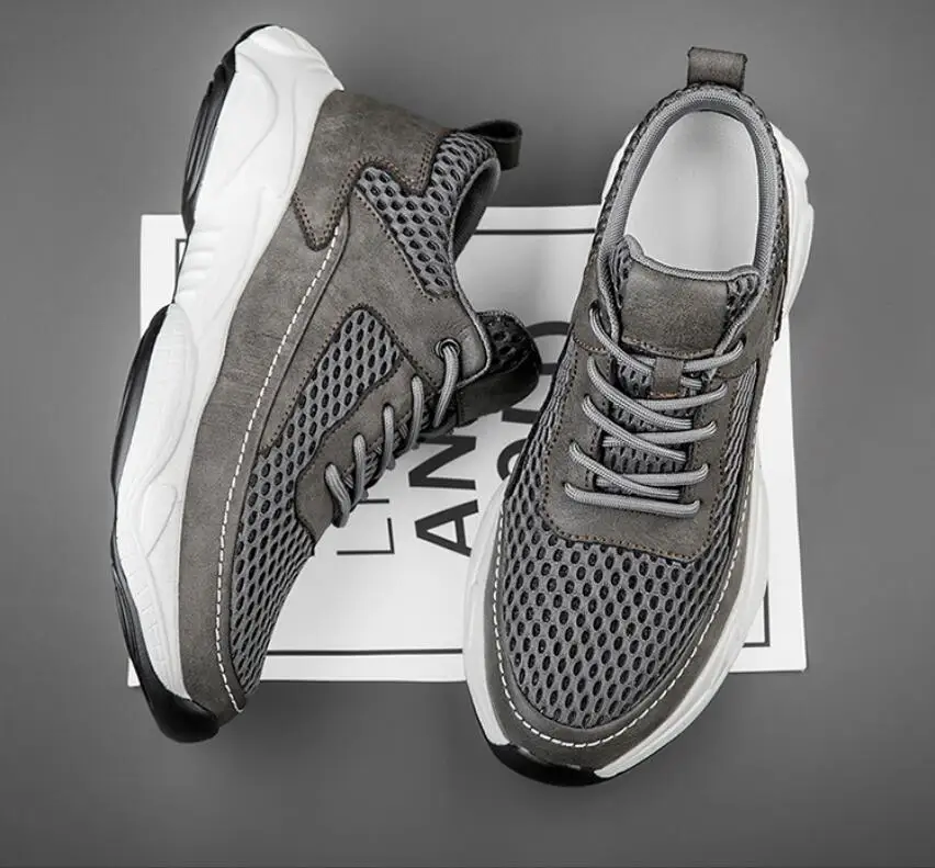 Elevator Sneakers For Men Height Increasing Casual Sports Shoes_voghion.com