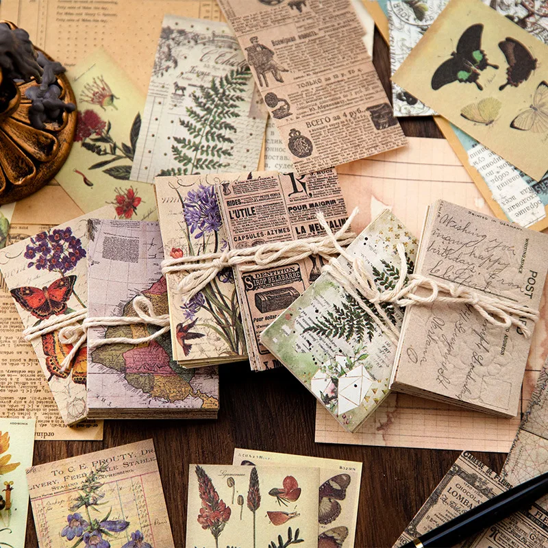 

20sets/lot Memo Pads Material Paper Nostalgic Memories Junk Journal Scrapbooking Cards Retro Background Decoration Paper