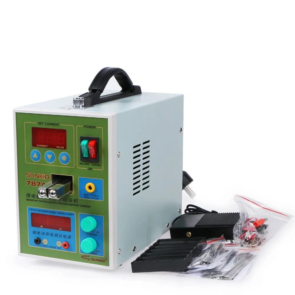 SUNKKO 787A+ Spot Welder 18650 lithium battery test and charging 2in1 double pulse precision spot welding machine LED lighting