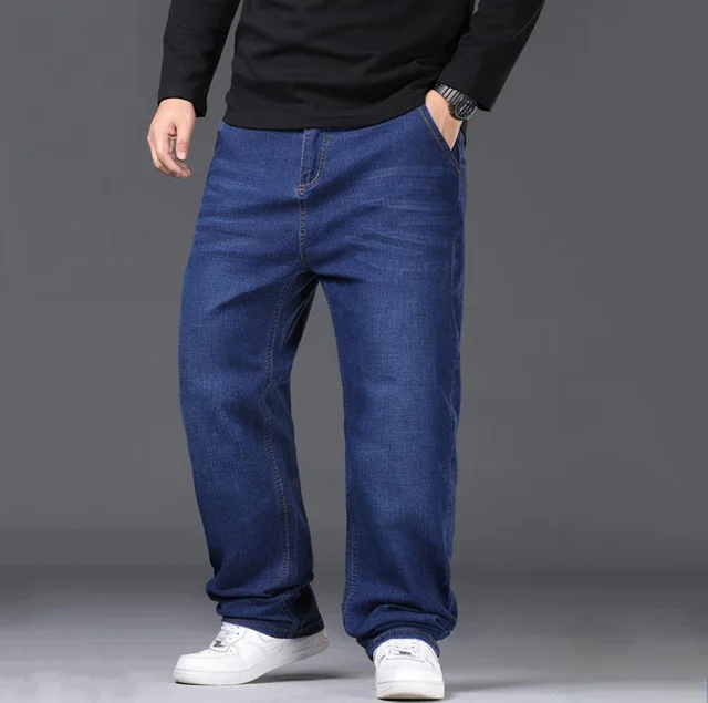 Oversize Men's Jeans 10XL(50 Inch) Straight Leg Stretch - Heavyweight 160KG Casual Pants Blue/Black Big & Tall Streetwear Hot 3