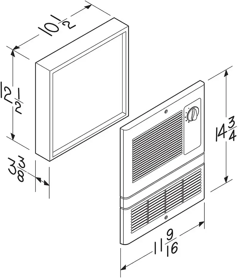 -NuTone 9815WH High Capacity Wall Heater with Built-In Adjustable Thermostat, 1500W, 120/240V, White