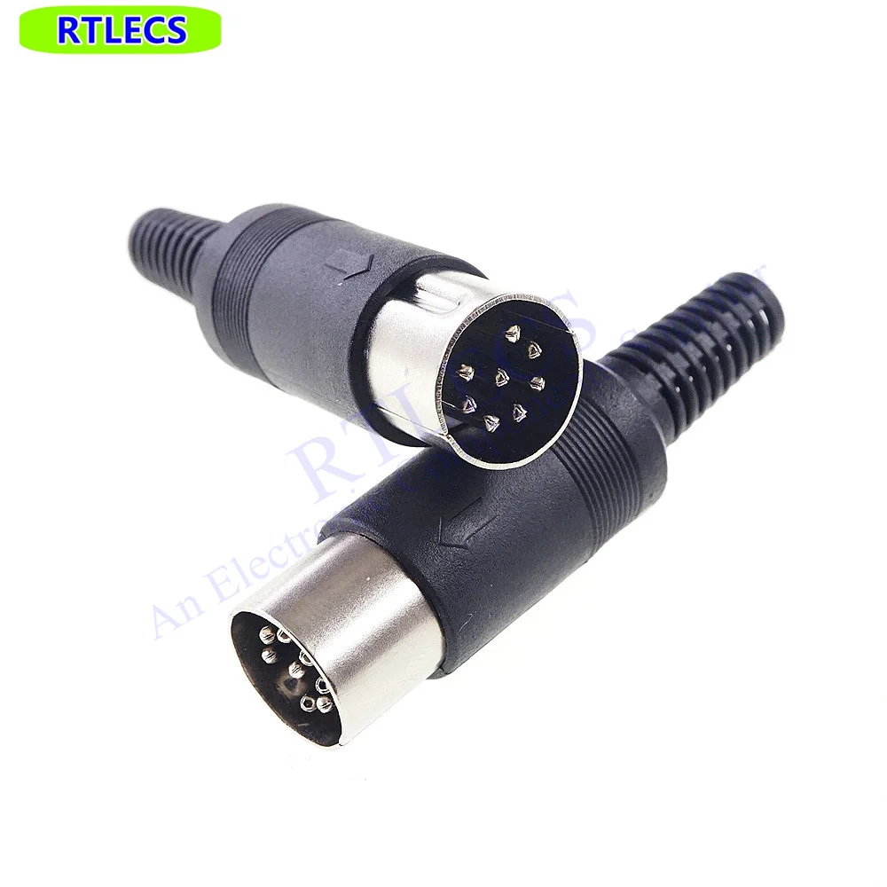 8 Pin DIN Male Plug Header 262 270 Degree Wire Solder Circular Push-Pull Power Connector Machined Contacts Plastic Shell Housing