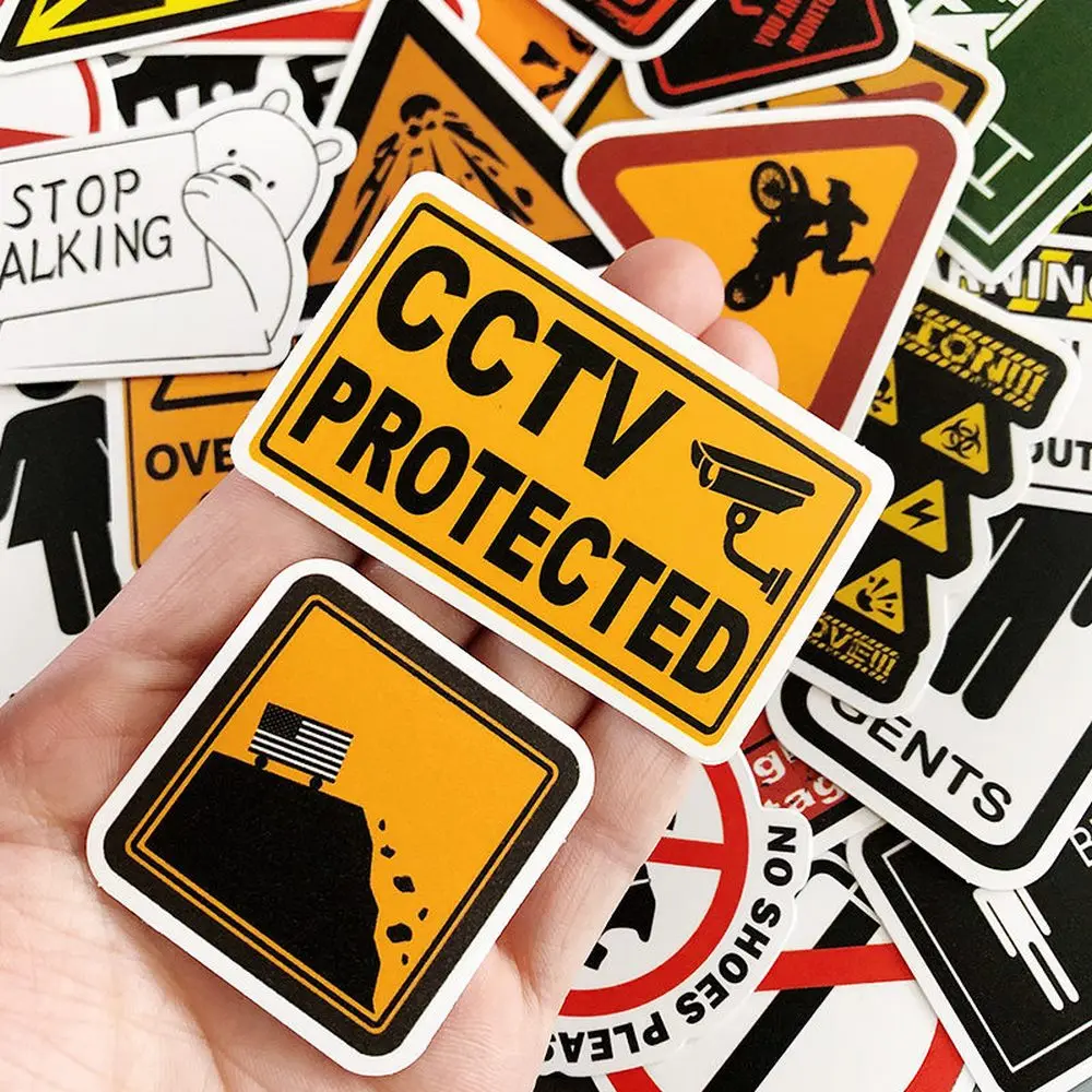 50pcs Funny Warning Stickers Danger Banning Sign Viny Decal