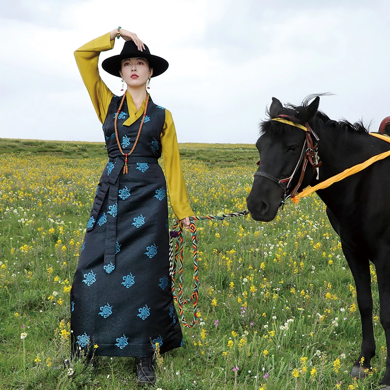 New Tibetan Clothing Two-Piece Shirt Dress Tibet Trip Shoot Performance