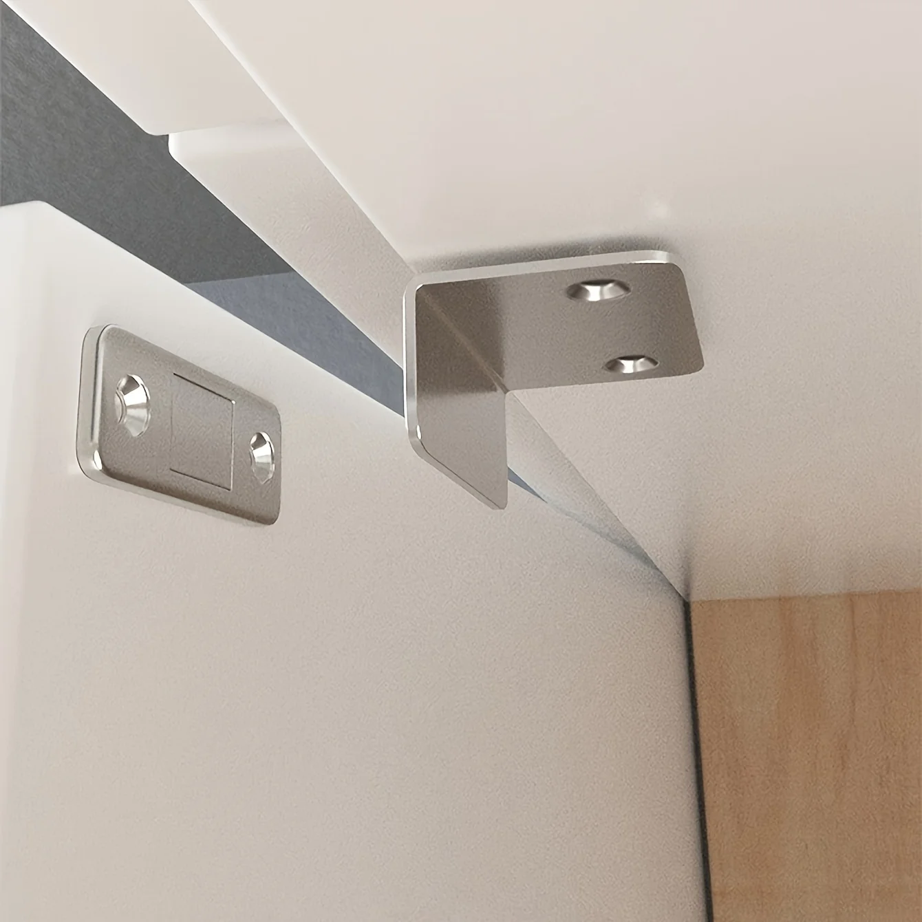 3 pairs Heavy Duty L-Type Magnetic Catches No Drill Self-Adhesive for Cabinets Wardrobes Invisible Hardware