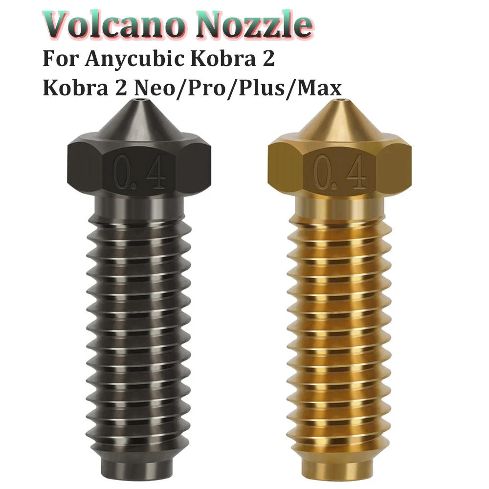 Top Quality Volcano Nozzle For Anycubic Kobra 2 Kobra 2 Neo Pro Plus Max 3D Printer Brass Hard Steel Nozzles For 1.75mm Filament 3d printer parts e3d v6 hardened steel nozzles 0 2 0 3 0 4 0 5 0 6 0 8mm 1 75mm m6 thread nozzle for prusa i3 cr10 ender 3 pro